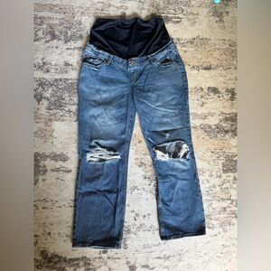 Abercrombie & Fitch Blue Distressed Ankle Jeans (Short Length)